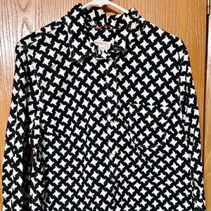 Merona Black and White Houndstooth Button Up Dress shirt Sz XL